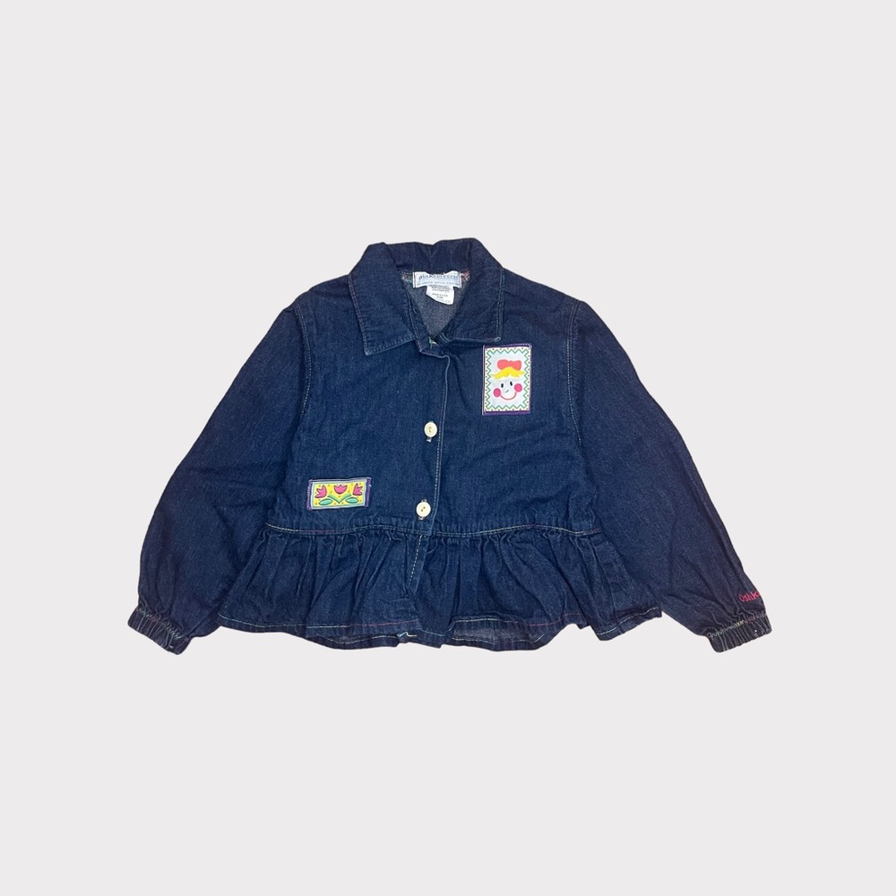 OshKosh B’gosh Vintage Ruffle Peplum Bottom Patch Denim Jacket